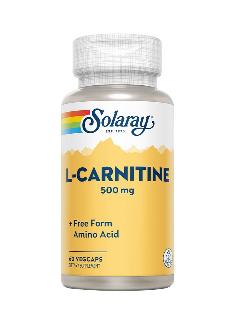Solaray L-Carnitine 500mg 60 VegCaps Energy And Metabolism Support  - Image 1