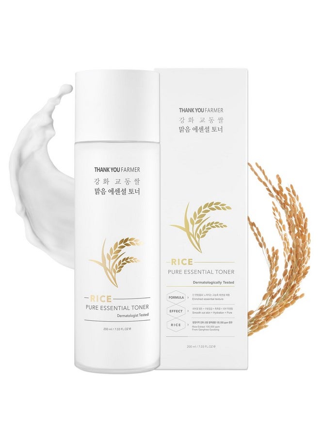 THANKYOU FARMER THANKYOU FARMER Rice Pure Essential Facial Toner for Woman 7.03 oz - Hydrating Rice Toner for Face with Niacinamide & Centella, Milk Toner for Glass Skin - Vegan Korean Skin Care for Dry Skin  - Image 1