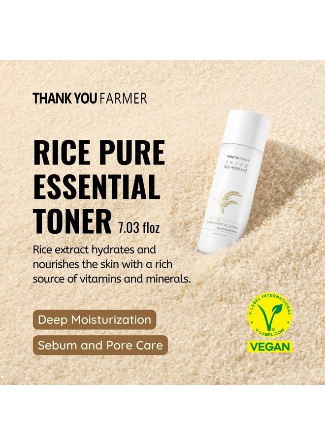 THANKYOU FARMER THANKYOU FARMER Rice Pure Essential Facial Toner for Woman 7.03 oz - Hydrating Rice Toner for Face with Niacinamide & Centella, Milk Toner for Glass Skin - Vegan Korean Skin Care for Dry Skin  - Image 2