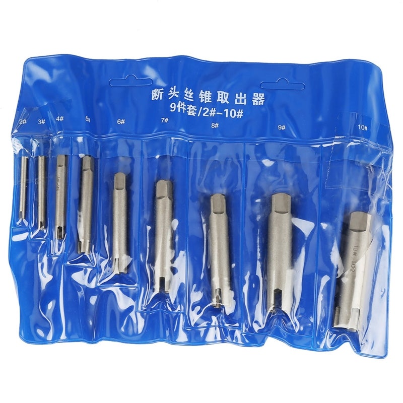 High Speed Steel Tap Extractor Set 9-Piece High Hardness Anti-Corrosion Screw Extractor - Speedy Grab-It Broken Bolt Remover for Industrial Home Repair - Image 1