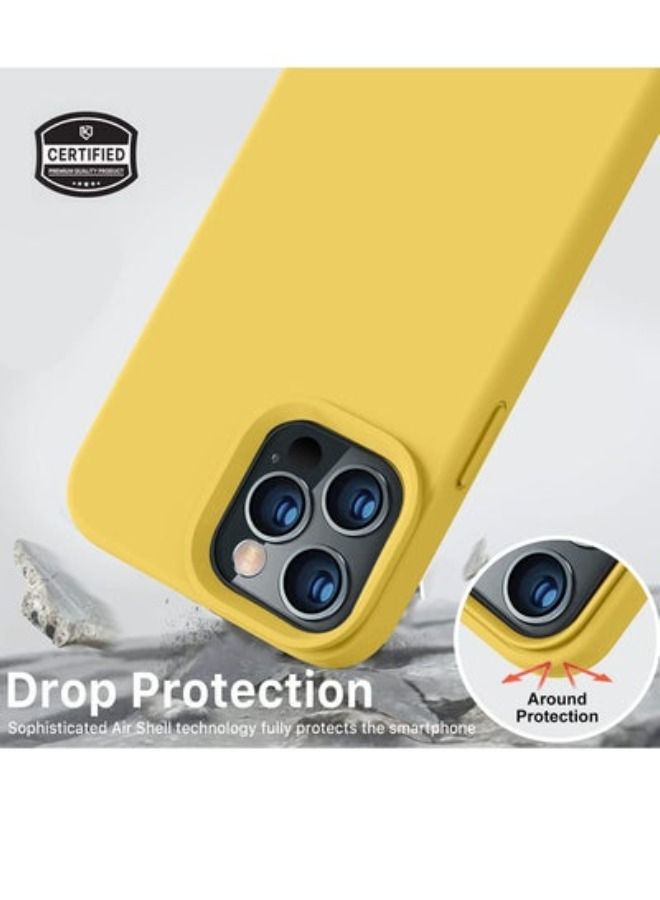 ACLIX Compatible with iPhone 14 Pro Max 6.7'' Liquid Silicone Full Body Protective Case with Anti-Scratch,Soft Microfiber Lining,Camera Protective, Yellow - Image 2