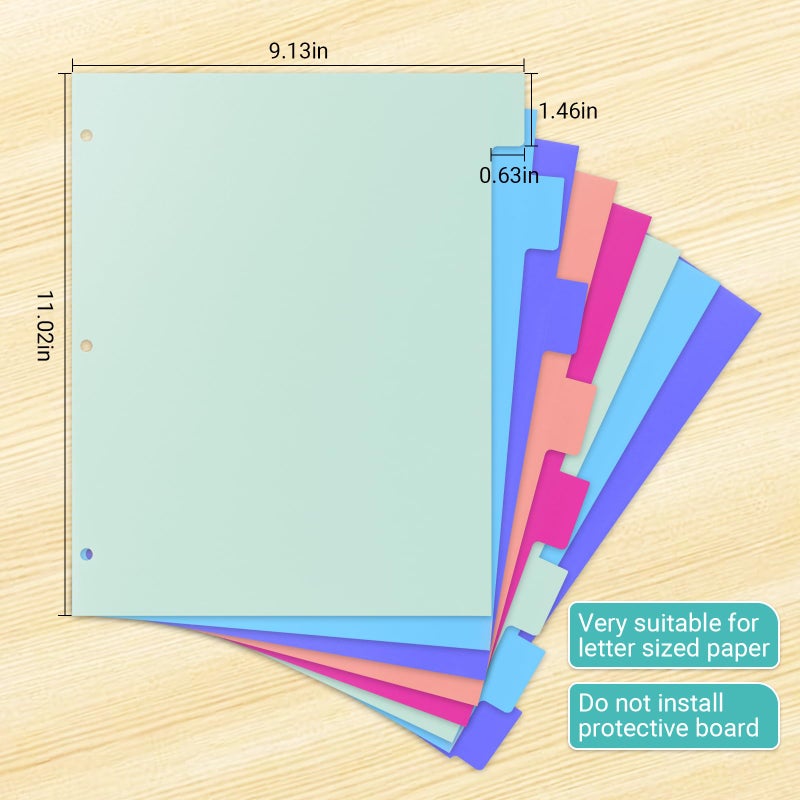 WORPSON 8 Tabs Durable Plastic Write & Erase Large Tabs Dividers for 3 Ring Binders, Rectangle Binder Dividers with Sticker for Study, Teacher, Office, Home Organizers (Multi A, 3 Set (24 Tab)) - Image 2
