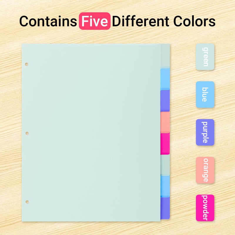 WORPSON 8 Tabs Durable Plastic Write & Erase Large Tabs Dividers for 3 Ring Binders, Rectangle Binder Dividers with Sticker for Study, Teacher, Office, Home Organizers (Multi A, 3 Set (24 Tab)) - Image 3