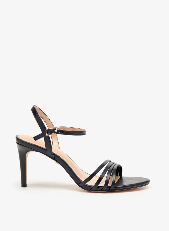 سيليست Women's Solid Ankle Strap Sandals with Stiletto Heels and Buckle Closure