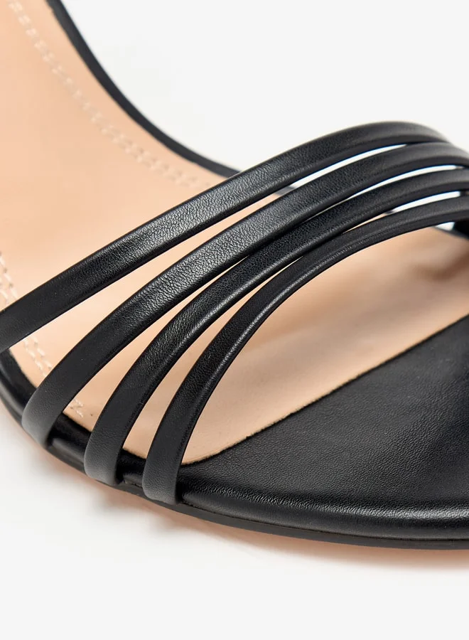 سيليست Women's Solid Ankle Strap Sandals with Stiletto Heels and Buckle Closure