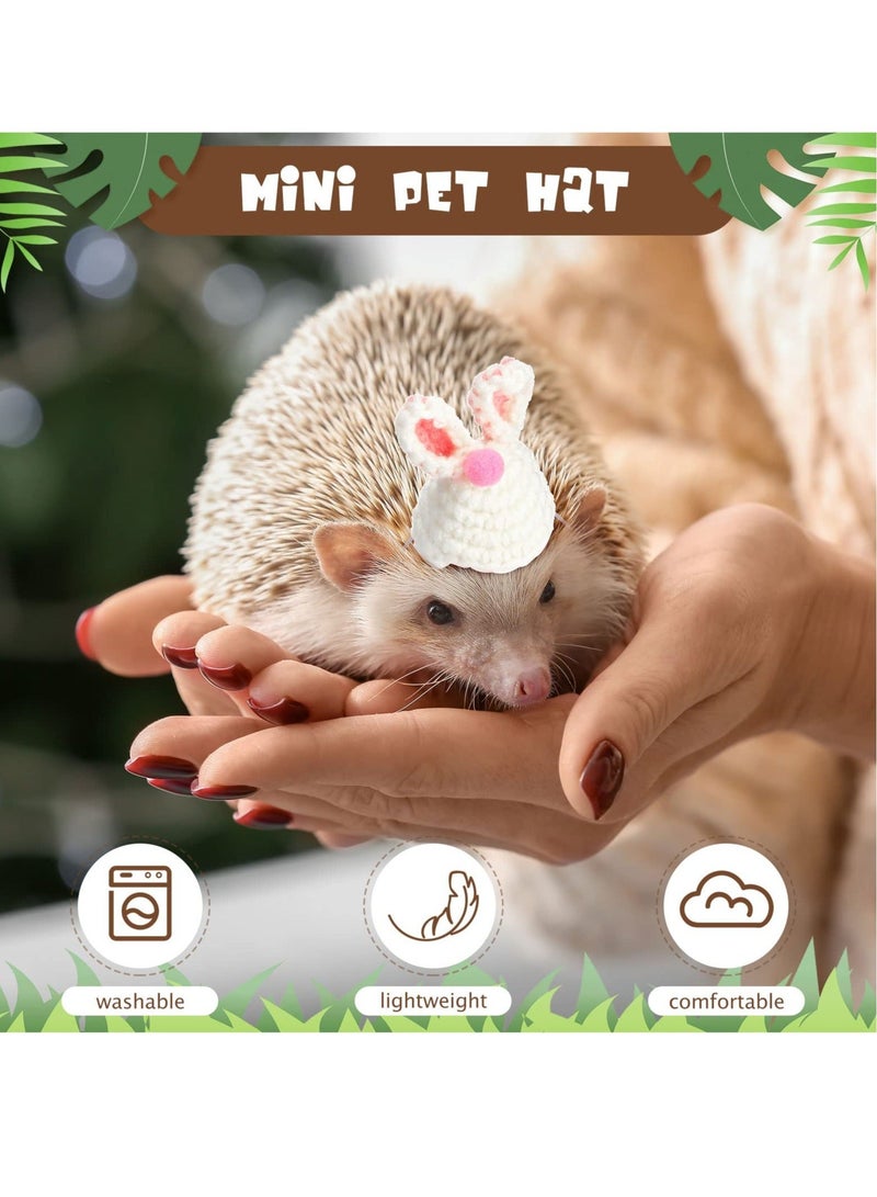 Hamster Hat Mini Small Animals Hat Adorable Hand Knitted Hats Set of 4 Mini Hats Adjustable Straps for Small Animals Holiday Party Clothes Costume Accessories Photo Props - Image 5