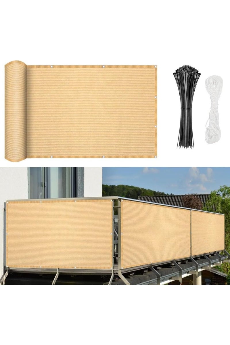 لينجوي شاشة خصوصية للشرفة 90×500 سم - غطاء سياج رملي من البولي إيثيلين عالي الكثافة - Image 1