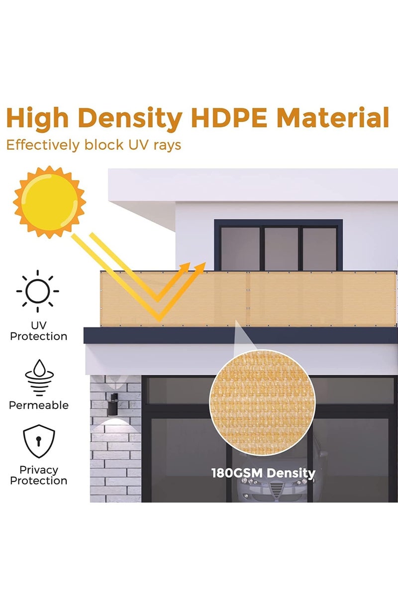 لينجوي شاشة خصوصية للشرفة 90×500 سم - غطاء سياج رملي من البولي إيثيلين عالي الكثافة - Image 3