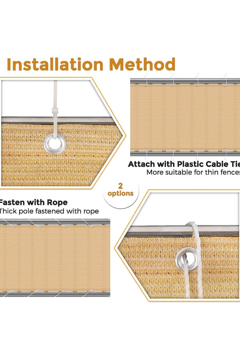 لينجوي شاشة خصوصية للشرفة 90×500 سم - غطاء سياج رملي من البولي إيثيلين عالي الكثافة - Image 5