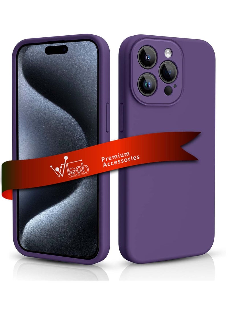 Wtech Premium Soft Liquid Silicone Case Cover For Apple iPhone 15 Pro Max 2023 Eggplant Purple - Image 2