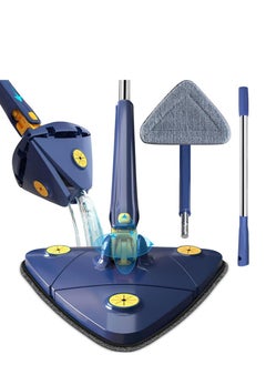 360 Degree Rotating Cleaning Mop  - Triangle Mop with Long Handle Stainless Steel, Pressure Washer, Dry and Wet Mop for Floor, Window, Ceiling, Narrow Space - Triangle Microfiber Mop Cloth - Quick Dry and Reusable for Wet and Dry Cleaning of Floor, Wall, Ceiling, Windows - Adjustable Rotating Mop Cloth - 360 Degree Rotating Telescopic Mop with Automatic Water Pressure, for Cleaning Kitchen, Wall, Ceiling, Sofa, Corner