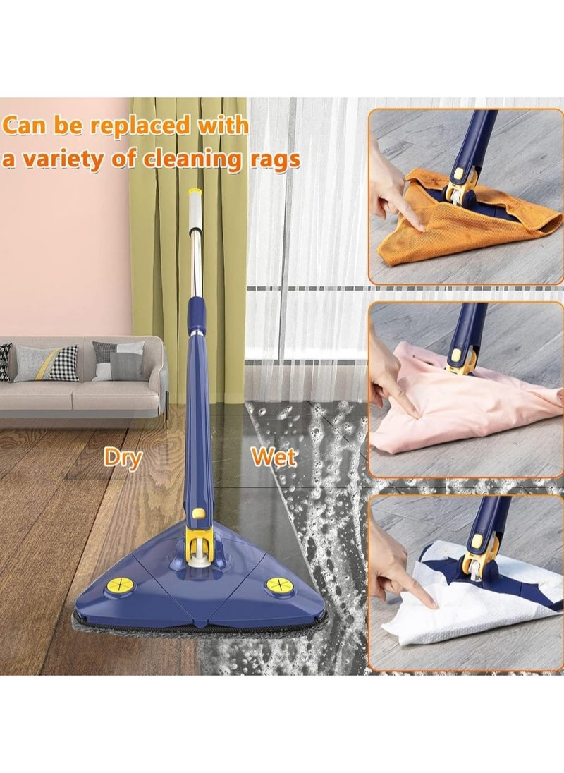 Generic - 360 Degree Rotating Cleaning Mop  - Triangle Mop with Long Handle Stainless Steel, Pressure Washer, Dry and Wet Mop for Floor, Window, Ceiling, Narrow Space - Triangle Microfiber Mop Cloth - Quick Dry and Reusable for Wet and Dry Cleaning of Floor, Wall, Ceiling, Windows - Adjustable Rotating Mop Cloth - 360 Degree Rotating Telescopic Mop with Automatic Water Pressure, for Cleaning Kitchen, Wall, Ceiling, Sofa, Corner - Image 1