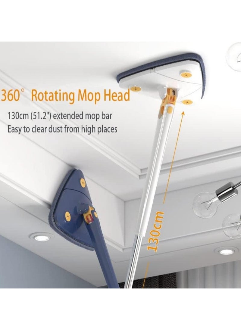Generic - 360 Degree Rotating Cleaning Mop  - Triangle Mop with Long Handle Stainless Steel, Pressure Washer, Dry and Wet Mop for Floor, Window, Ceiling, Narrow Space - Triangle Microfiber Mop Cloth - Quick Dry and Reusable for Wet and Dry Cleaning of Floor, Wall, Ceiling, Windows - Adjustable Rotating Mop Cloth - 360 Degree Rotating Telescopic Mop with Automatic Water Pressure, for Cleaning Kitchen, Wall, Ceiling, Sofa, Corner - Image 1
