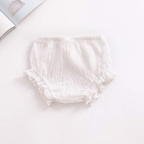 Noubeau Newborn Toddler Baby Girls Kids Cotton Linen Bloomer Shorts Diaper Cover (White, 9-12M) - Image 2
