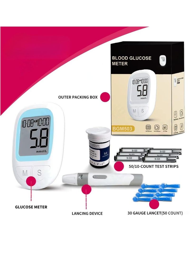 Lemon Medical Blood Glucose Testing Kit with 50 Test Strips & 50 Lancets – Fast & Accurate Blood Sugar Monitor for Easy Diabetes Management  - Image 1