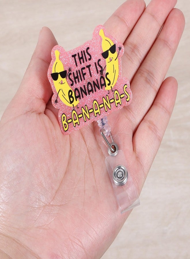 BVIIE This Shift is Bananas Funny Badge Reel, Cute Retractable ID Card Badge Holder, Name Tag Work Badge Clip for RN LPN CNA MA ER Night Shift Nurse Nursing Student Doctor, Nurse Gifts, Teacher Gifts - Image 2
