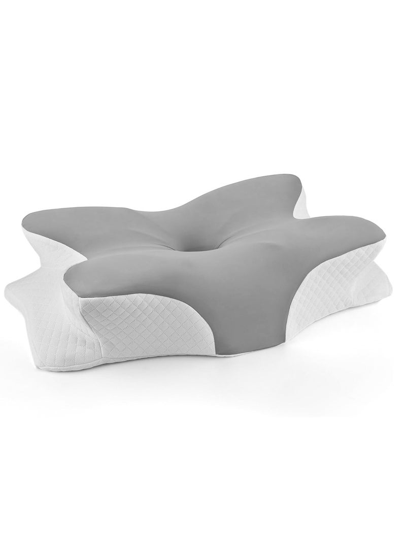 وسادة عنق من إسفنج الذاكرة للنوم، وسادة رقبة مريحة للعظام مع غطاء تبريد، تصميم فراشة لمن ينامون على الجانب والظهر والبطن