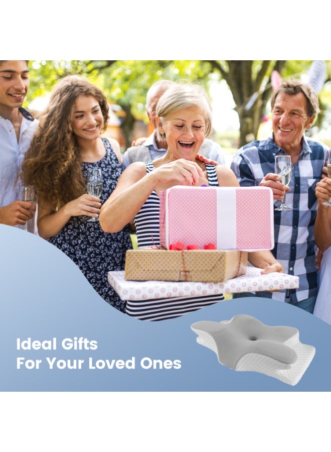 وسادة عنق من إسفنج الذاكرة للنوم، وسادة رقبة مريحة للعظام مع غطاء تبريد، تصميم فراشة لمن ينامون على الجانب والظهر والبطن