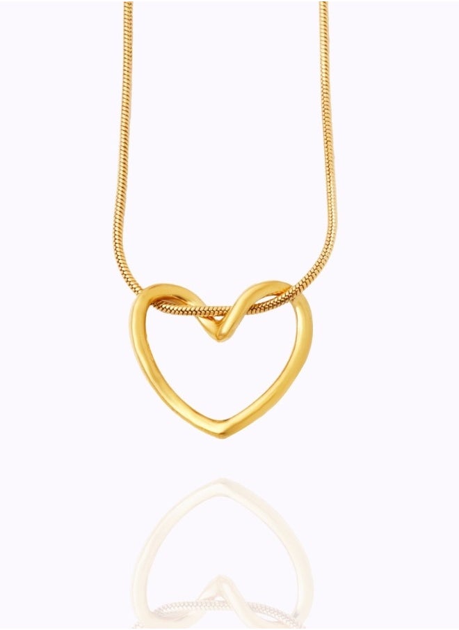 Generic Adjustable Stainless Steel Heart Pendant Necklace for Women and Girls - Gold  - Image 1