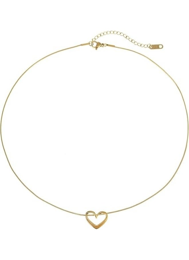 Generic Adjustable Stainless Steel Heart Pendant Necklace for Women and Girls - Gold  - Image 2