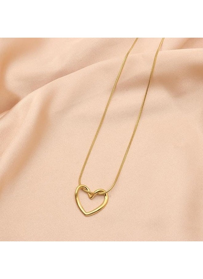 Generic Adjustable Stainless Steel Heart Pendant Necklace for Women and Girls - Gold  - Image 4