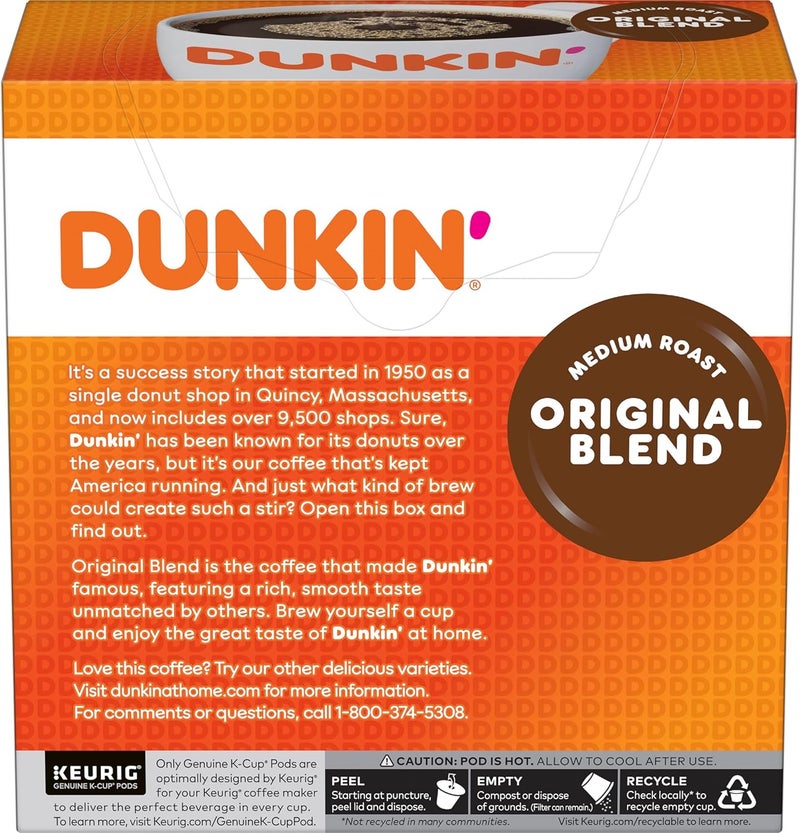 Dunkin' Donuts Original Blend K-Cup Pods for Keurig Brewers, Medium Roast, 128 Count - Image 3