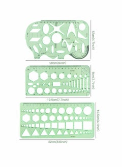 KASTWAVE Drawing Templates, 9 Pcs Geometric Measuring Stencils, Engineering and Designing Rulers, Studying, Formwork, Office School, Clear Green  - Image 2