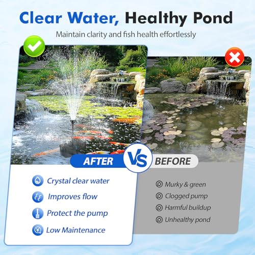 FEOXSHAL Pond Filter with Fountain Pump Kits, 60W 820GPH Pond Pump and Filter Kit with Submersible Water Pump Flow Ajustable for Outdoor Ponds Koi Pond Garden Fish Tank Water Features - Image 3