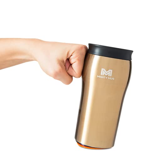 Mighty Mug | The Untippable Mug | Grips When Hit, Lifts for Sips | Insulated Stainless Steel Tumbler | Cupholder Friendly | Gifts for Women Men All | Leakproof | 4 Hours Hot / 24 Cold | 12oz | Gold - Image 1