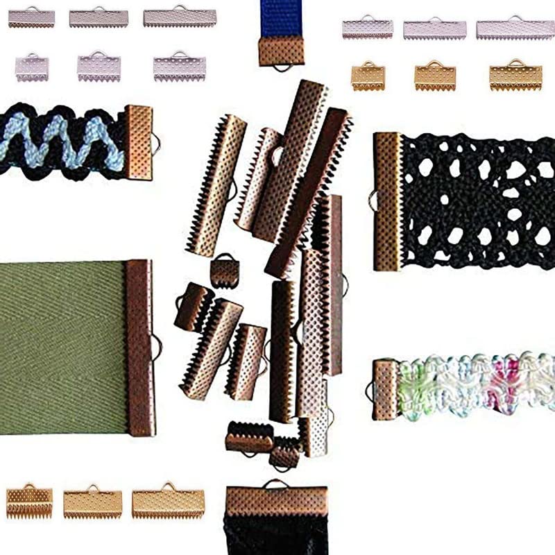 DIY Crafts Design No # 2, Pack of 100 Pcs, Mixed Color 20mm and 25mm Assorted Sizes of Mixed Color Ribbon Clamp End Crimp (Design No # 2, Pack of 100 Pcs) - Image 2