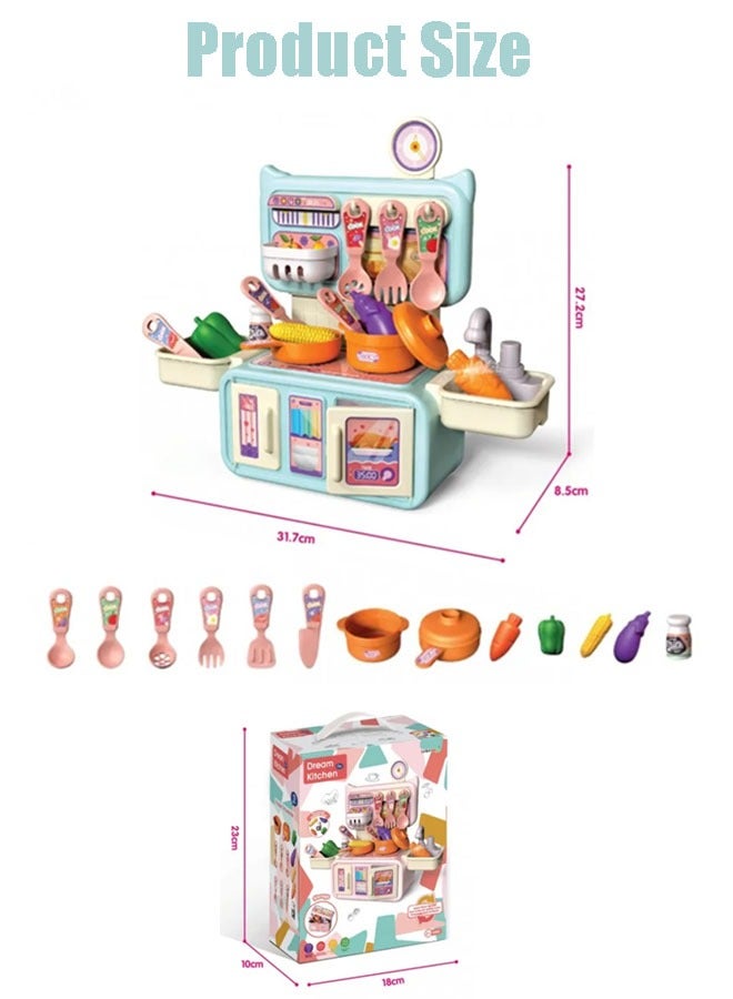 إيزي سو مطبخ صغير للعب بالدمى، 14 قطعة، مجموعة مطبخ تظاهري بلاستيكية للطهي، مجموعة لعب للأطفال الصغار، مجموعة مطبخ اللعب، مجموعة لعب مطبخ للأطفال - Image 2