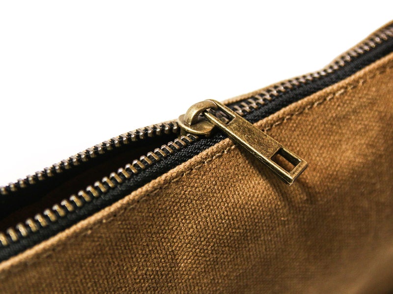 Readywares Waxed Canvas Zipper Pouch  Heavy Duty Canvas Tool Bags  4 Colors: Tan  Olive  Navy  And Black  12.5"" X 7"" - 4-Pack  Small Zipper Pouch - Image 3
