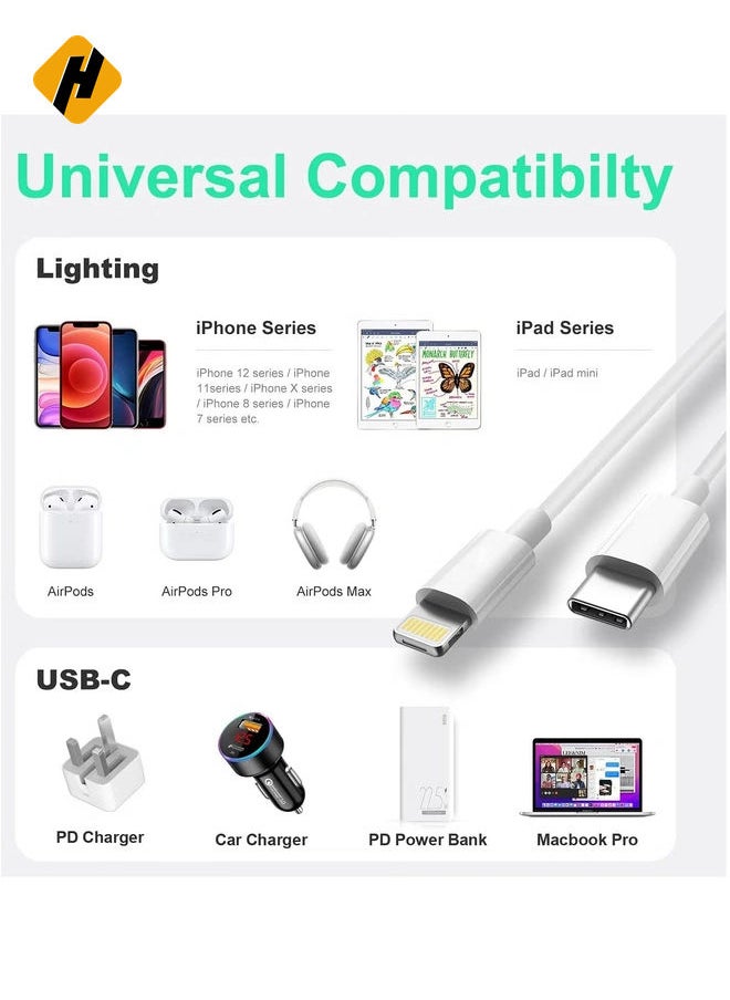 HuHa - USB C to Lightning Cable 2M [MFi Certified] Compatible with Apple iPhone 14 Pro Max/13/12/11 Pro/X/XS/XR/8 Plus/AirPods Pro,Supports Power Delivery,White - Image 1