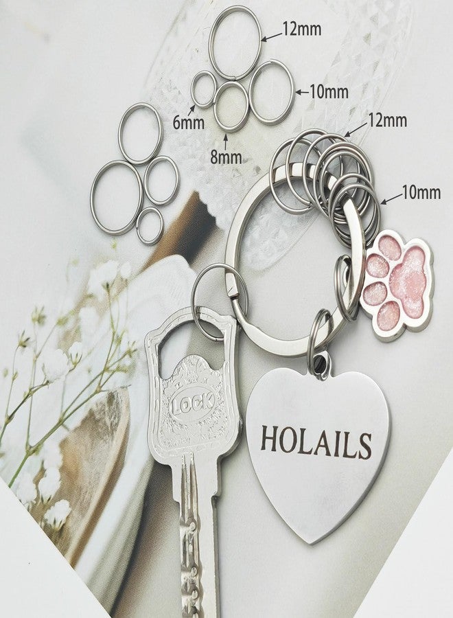 HOLAILS 100PCS Small Key Rings Stainless Steel One plus half circle ring mini metal ring Functions on connectors for or Jewelry Making and Keychains(0.39 inch, Silver) - Image 3