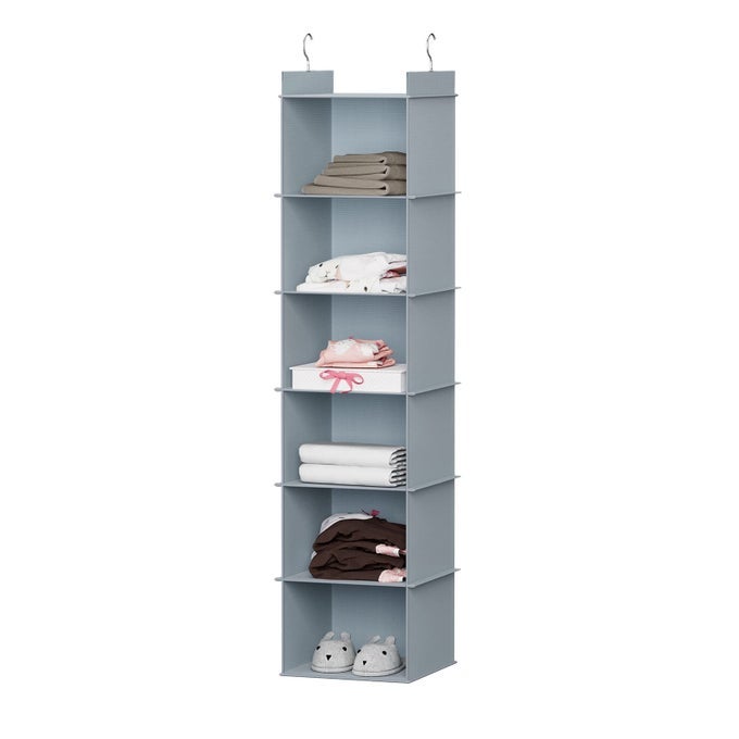 HANGING CLOSET ORGANIZER 6SHELF CLOSET HANGING SHELVES GREY