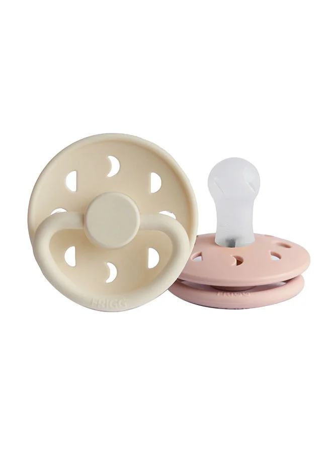 FRIGG Pack Of 2 Moon Phase Silicone Baby Pacifier 0-6M, Blush/Cream - Size 1