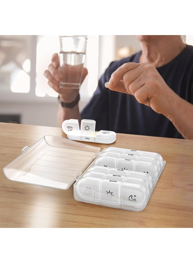 Weekly Pill Organizer 3 Times a Day, Portable Travel Pill Box 7 Day with Large Pill Containers, Light-Proof Pill Case for Vitamins, Medication, Supplements and Fish Oils, White - Image 5