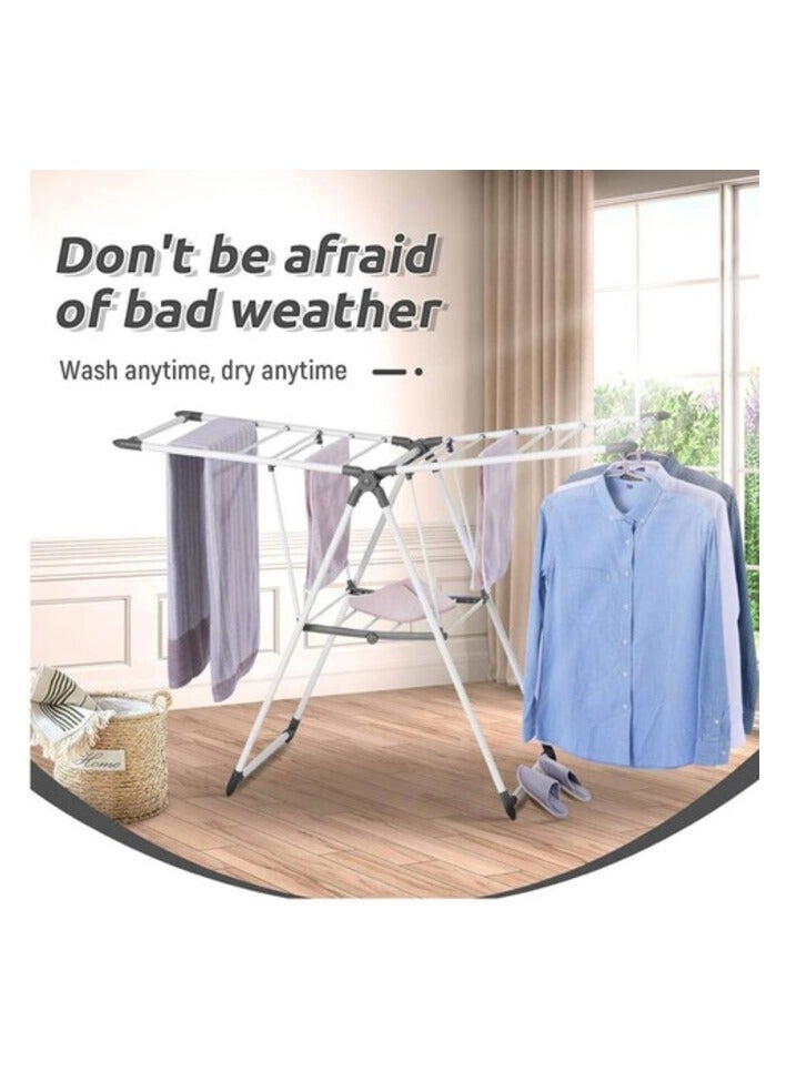 XiuWoo Clothes Drying Rack, Foldable Laundry Rack with Height-Adjustable Gullwings Space-Saving, Laundry Room Organization - Image 4