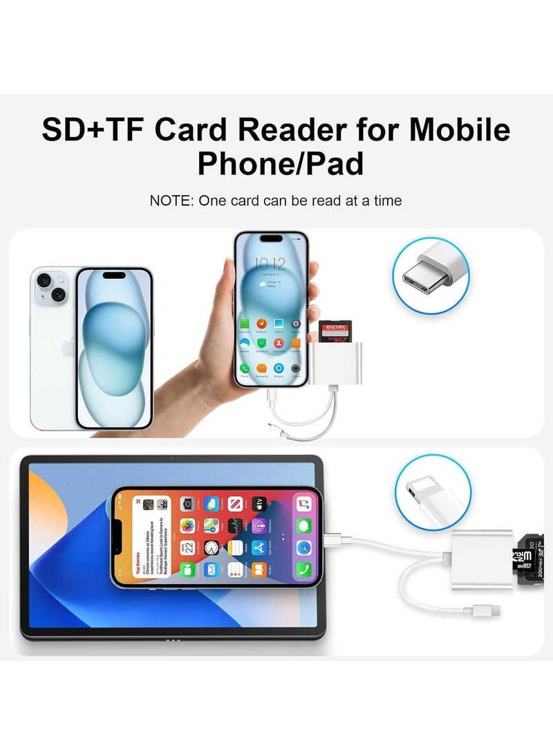 FLOWING Sd Card Reader for iPhone iPad Camera,Dual Card Slot Memory Card Reader Supports SD and TF Card Trail Camera Viewer Sd Card Adapter Portable Micro Sd Card Reader Plug and Play - Image 5