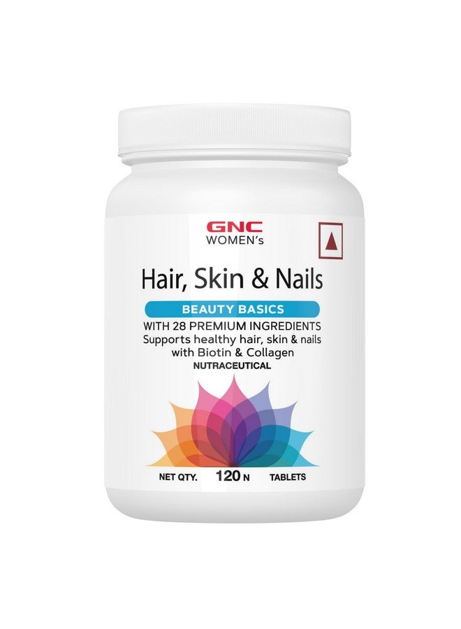 GNC Women's Hair, Skin and Nails Multivitamin With Biotin For Women| 120 Tablets |Hair Fall Control |Improved Hair Growth|Younger-Looking Skin |Stronger Nails |28 Premium Ingredients - Image 1