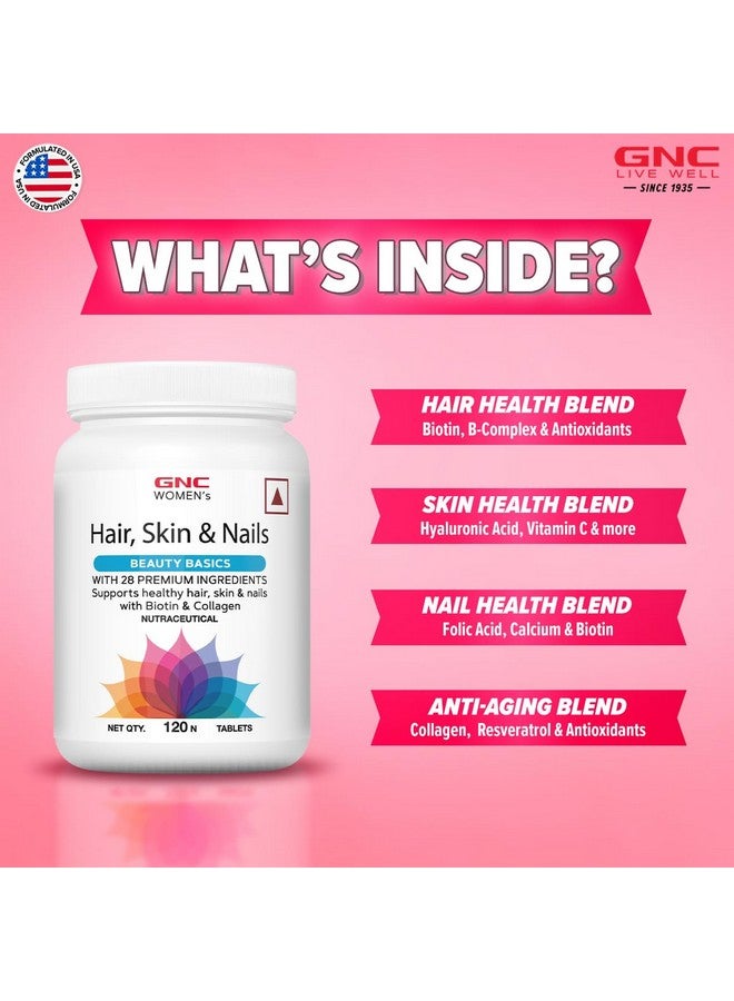 GNC Women's Hair, Skin and Nails Multivitamin With Biotin For Women| 120 Tablets |Hair Fall Control |Improved Hair Growth|Younger-Looking Skin |Stronger Nails |28 Premium Ingredients - Image 3