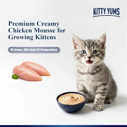 Kitty Yums Kitten Wet Mousse 80g | Chicken | Rich in Protein | Promotes Hydration & Easy to Digest | Grain Free | No Artificial Flavours | Packed with Essential Vitamins & Antioxidants - Image 4