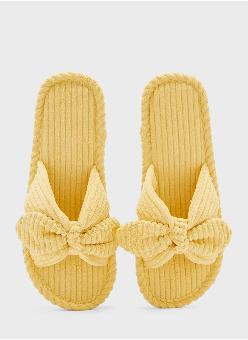 Ginger Bow Detail Bedroom  Slippers