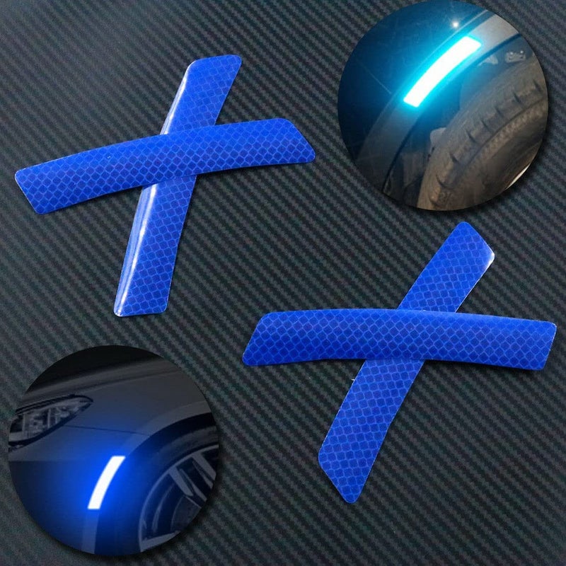 Allure Auto® 4pcs 3D Super Reflective Stickers Carbon Fiber Strips Car Side Door Edge Bumper Anti-Scratch Protection Guards Trim Stickers (Wheel Eyebrow Stickers Blue) for Maruti XL6 - Image 5