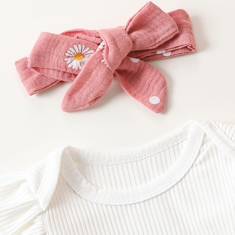 allshope Baby Girl Fall Clothes Set Long Sleeve Crewneck Floral Print Romper Top Pants Cute Newborn Outfit 3 6 12 18 24 Months (Pink, 18-24 Months) - Image 4