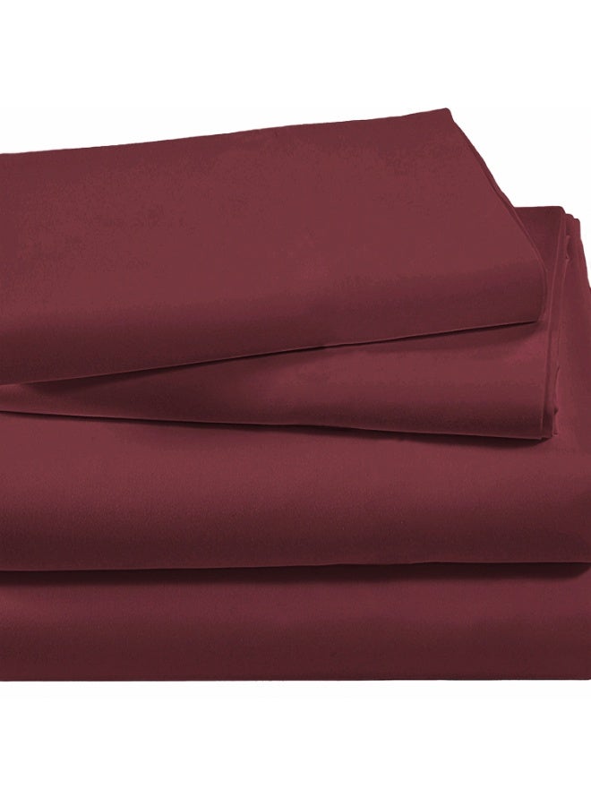 Lavish Touch Thread Count - 100% Cotton Double Brushed Flannel Sheet Set - 170 GSM Heavyweight, Deep Pockets, Pre-Shrunk & Anti-Pill, All Around Elastic – King - Wine - Image 4