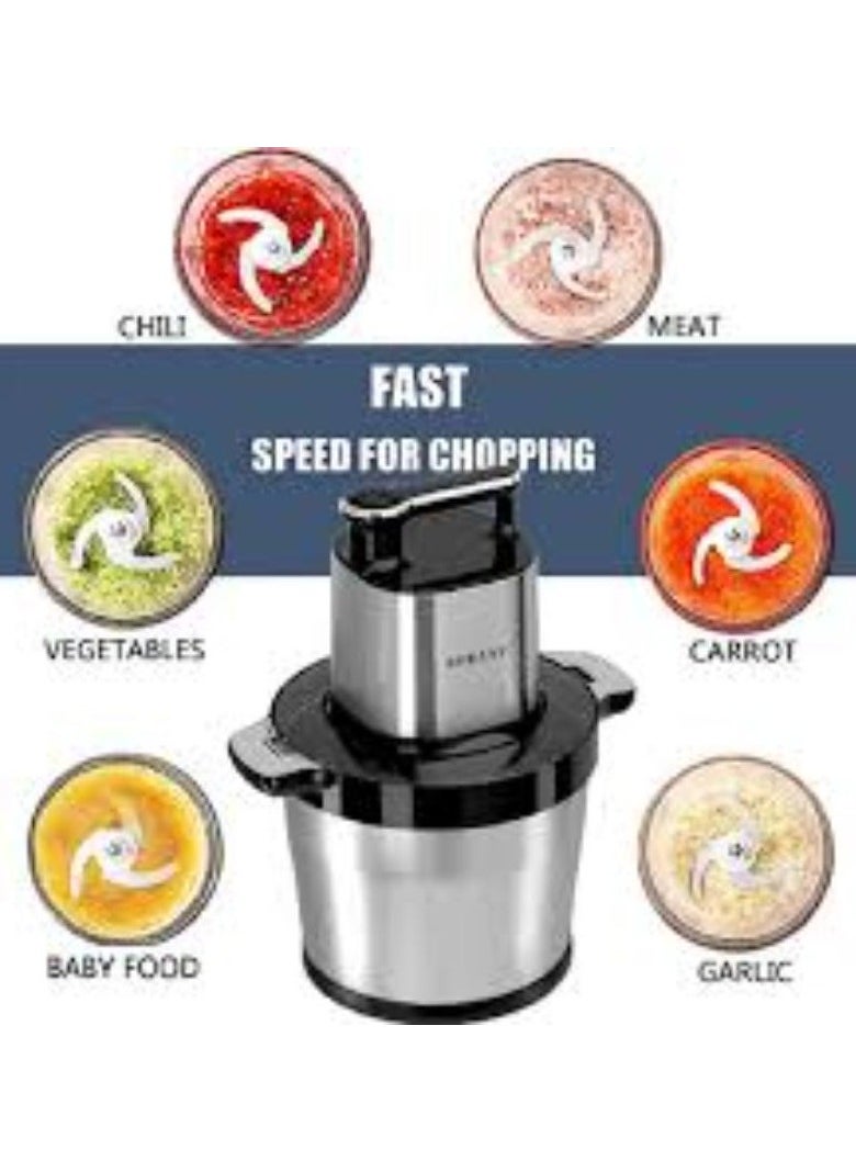 sokany SOKANY 1500 W Electric Kitchen Chopper with 8L Stainless Steel Bowl, Multi Chopper with 3 Speed Levels, Meat Grinder with 6 Blades for Meat, Onions, Fruit, Vegetables  - Image 3