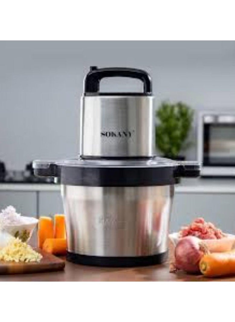 sokany SOKANY 1500 W Electric Kitchen Chopper with 8L Stainless Steel Bowl, Multi Chopper with 3 Speed Levels, Meat Grinder with 6 Blades for Meat, Onions, Fruit, Vegetables  - Image 4