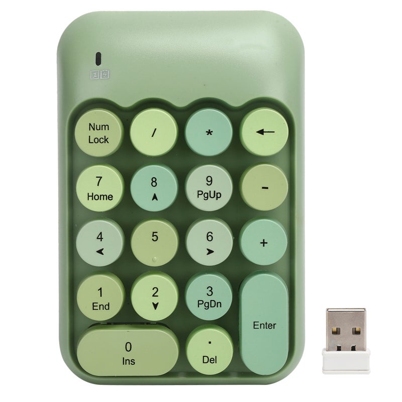 MOFii Wireless Numeric Keypad 18 Keys 2.4G Plug and Play - Silent Pressing Vintage Round Key Cap Mechanical Numeric Keypad for Notebook Desktop Computer - Image 1