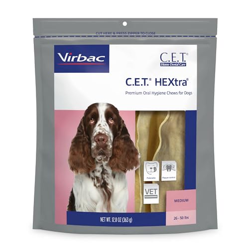 Virbac C.E.T. HEXtra Premium Oral Hygiene for Dogs, 26-50 lbs. - Image 1